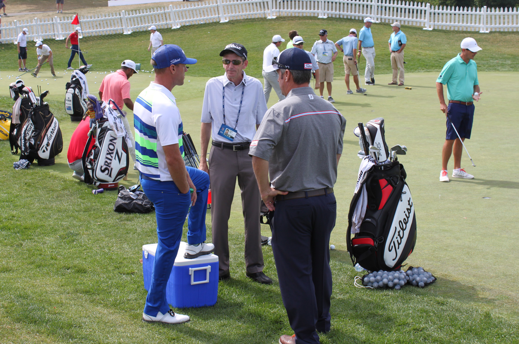 On the practice green, we see Graham DeLaet...