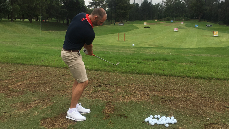 Pro V1x loyalist Paul Waring warming up on the...